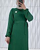 İnci Broşlu Elbise - Zümrüt Yeşili