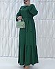 İnci Broşlu Elbise - Zümrüt Yeşili