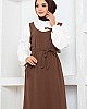 Jile Detaylı Elbise - Kahverengi