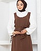 Jile Detaylı Elbise - Kahverengi