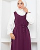 Jile Detaylı Elbise - Mürdüm