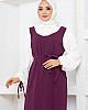 Jile Detaylı Elbise - Mürdüm
