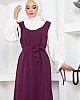 Jile Detaylı Elbise - Mürdüm
