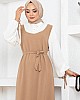 Jile Detaylı Elbise - Vizon
