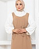 Jile Detaylı Elbise - Vizon
