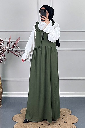 Jile Görünümlü Elbise - Haki