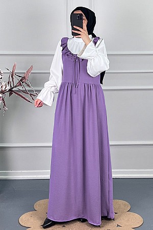 Jile Görünümlü Elbise - Mor