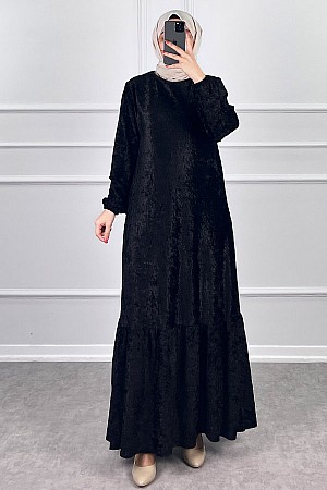 Kadife Elbise - Siyah