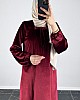Kadife Ferace Elbise - Bordo