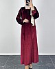 Kadife Ferace Elbise - Bordo