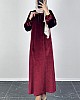 Kadife Ferace Elbise - Bordo