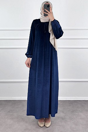 Kadife Ferace Elbise - Gece Mavisi Kadife Ferace Elbise - Gece Mavisi