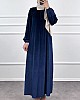 Kadife Ferace Elbise - Gece Mavisi