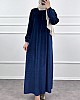 Kadife Ferace Elbise - Gece Mavisi