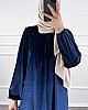 Kadife Ferace Elbise - Gece Mavisi