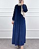 Kadife Ferace Elbise - Gece Mavisi