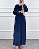 Kadife Ferace Elbise - Gece Mavisi