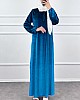 Kadife Ferace Elbise - Mavi