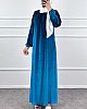 Kadife Ferace Elbise - Mavi