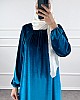 Kadife Ferace Elbise - Mavi