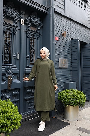 Kapşonlu Ayrobin Takım - Haki
