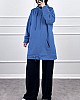 Kapşonlu Cepli Sweatshirt - Mavi