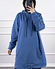 Kapşonlu Cepli Sweatshirt - Mavi