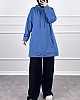Kapşonlu Cepli Sweatshirt - Mavi