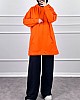 Kapşonlu Cepli Sweatshirt - Turuncu