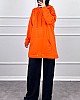 Kapşonlu Cepli Sweatshirt - Turuncu