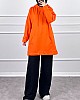 Kapşonlu Cepli Sweatshirt - Turuncu