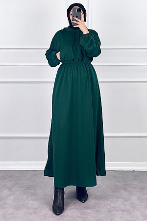 Kapşonlu Elbise - Yeşil