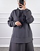 Kapşonlu Etekli Tesettür Takım - Gri
