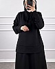 Kapşonlu Etekli Tesettür Takım - Siyah