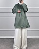 Kapşonlu Nubuk Sweatshirt - Yeşil