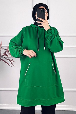 Kapşonlu Sweatshirt - Yeşil