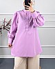 Karpuz Kol Yarım Düğmeli Gömlek Tunik - Lila