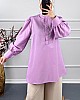 Karpuz Kol Yarım Düğmeli Gömlek Tunik - Lila