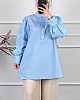 Karpuz Kol Yarım Düğmeli Gömlek Tunik - Mavi