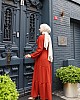 Kat Kat Ayrobin Tesettür Elbise - Kiremit