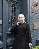 Kat Kat Ayrobin Tesettür Elbise - Siyah