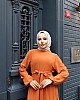 Kat Kat Ayrobin Tesettür Elbise - Turuncu