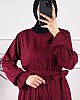 Katkat Kuşaklı Elbise - Bordo