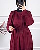 Katkat Kuşaklı Elbise - Bordo