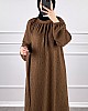 Kışlık Tesettür Elbise - Kahverengi