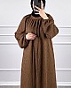 Kışlık Tesettür Elbise - Kahverengi