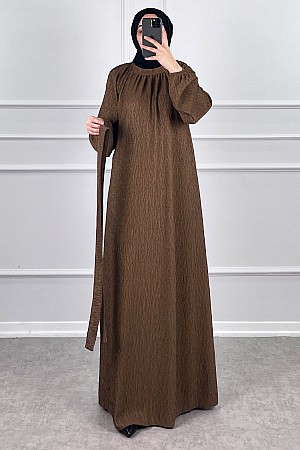 Scuba Elbise - Kahverengi