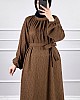 Kışlık Tesettür Elbise - Kahverengi
