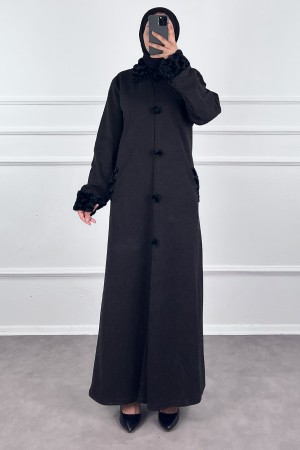 Kürk Detaylı Ferace - Kahverengi Kürk Detaylı Ferace - Kahverengi