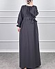 Kuşaklı Double Kumaş Elbise - Gri